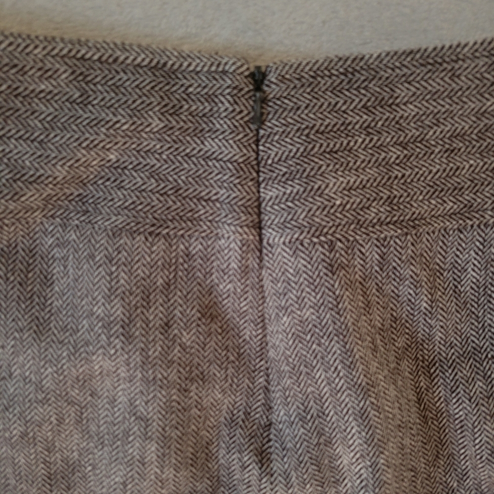 Tory Burch Brown Wool Herringbone Pencil Skirt 8 Leather Buckle - Picture 5 of 8